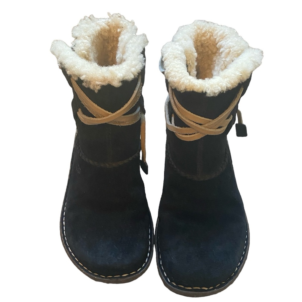 Ugg Australia Cove 5178 Women’s Black Leather Suede Sheepskin Winter Boots Sz 5